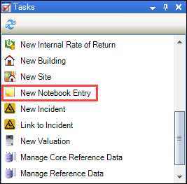 New Notebook Entry option